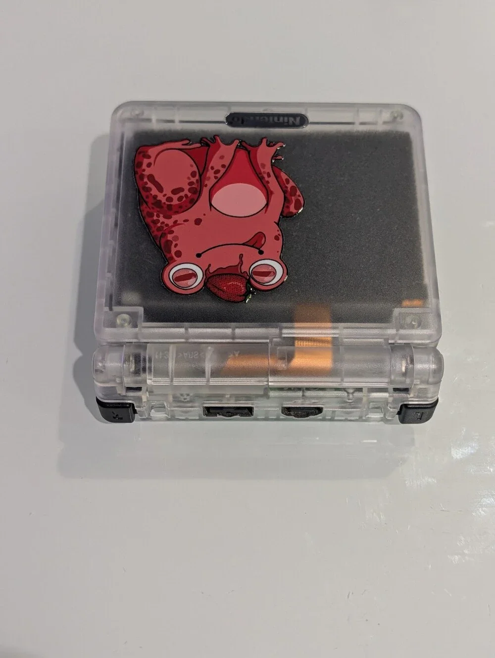 Strawberry Frog Clear Nintendo Game Boy Advance SP GBA SP with v5 IPS Screen